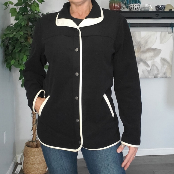SUSAN GRAVER WEEKEND snap fleece contrast trim L - Picture 3 of 11